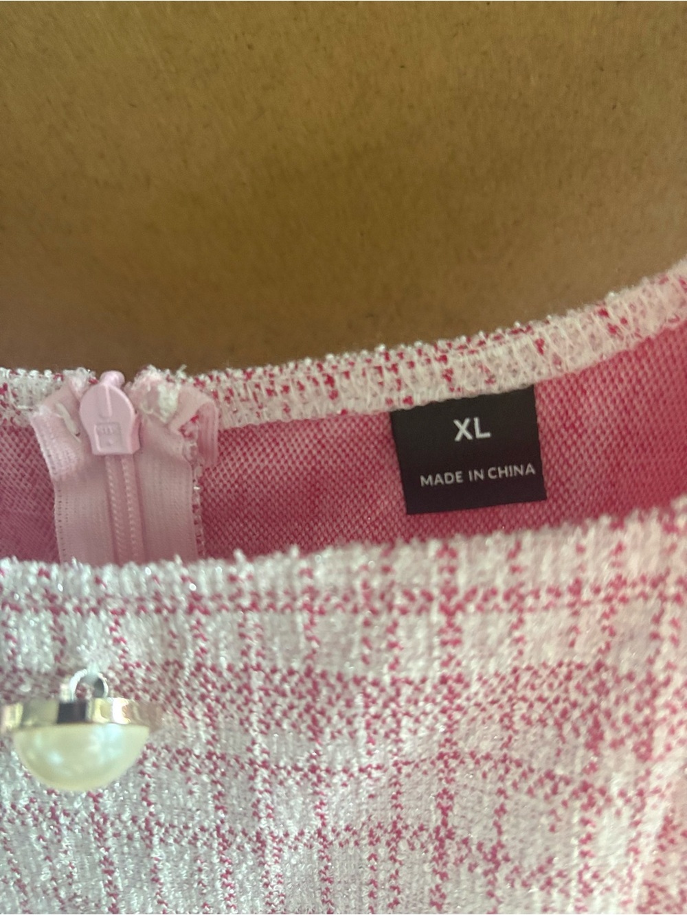 SHEIN Pink Plaid Puff-Sleeve Midi Dress with Pearl Buttons - Picture 5 of 8